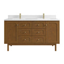 James Martin Laurent 60" Dual Mount Double Bathroom Vanity, Honey Oak