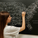 Wooden Canvas USA Map - Black