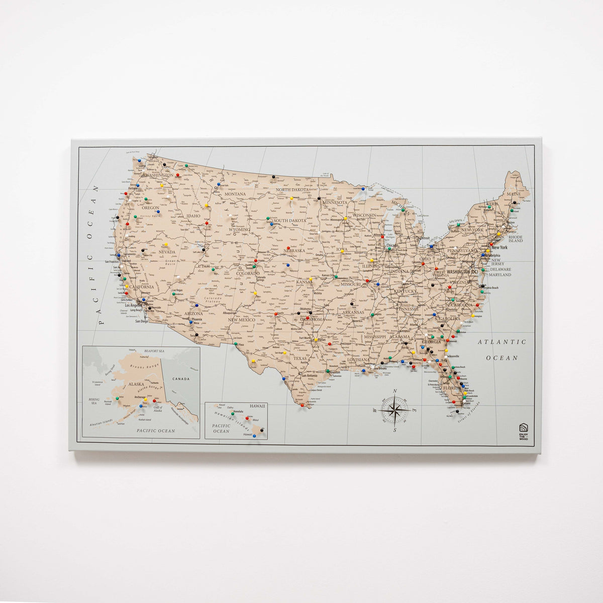 Wooden Canvas USA Map - Antique, photo 7 of 14