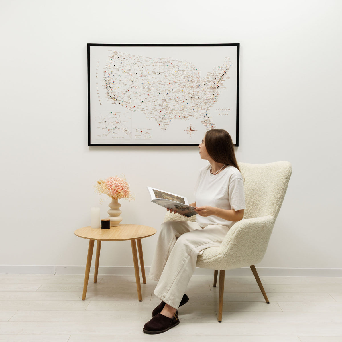 Wooden Canvas USA Map - Beige, photo 6 of 13