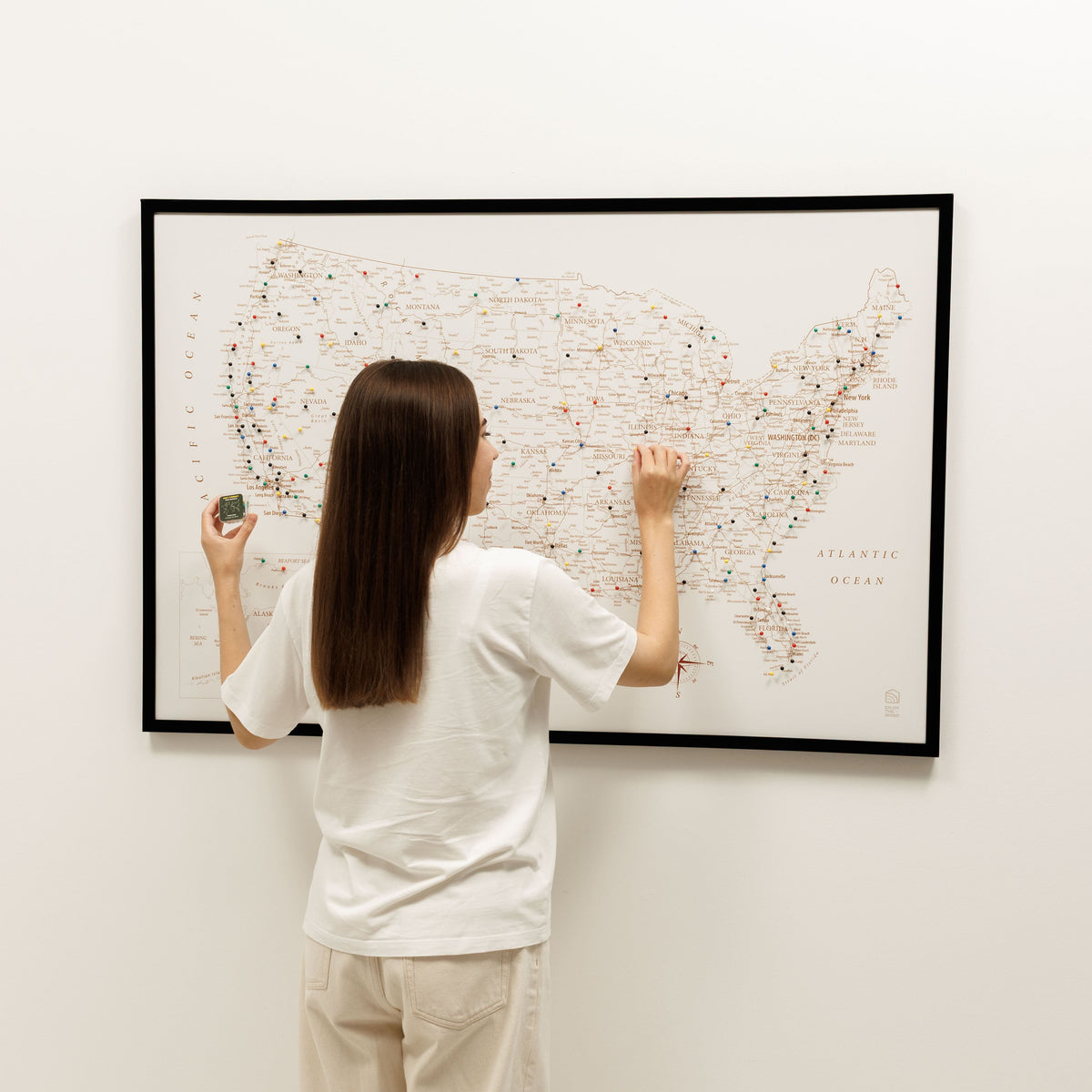 Wooden Canvas USA Map - Beige, photo 7 of 13