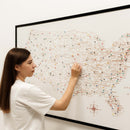 Wooden Canvas USA Map - Beige