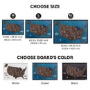 3D Wooden USA Map on Board Dark Walnut