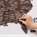 3D Wooden USA Map on Board Dark Walnut