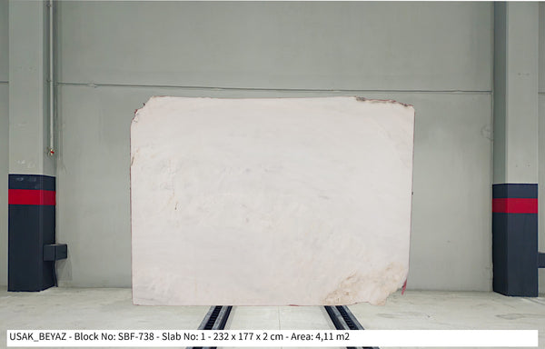 Usak White Marble Slab, Polished 2 cm