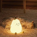 GobekUsa USB Rechargeable Night Light Pear Silicone Night Lights Touch Sensor Bedroom Bedside Cat Lamp With Remote For Kids Baby Gifts