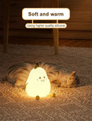 GobekUsa USB Rechargeable Night Light Pear Silicone Night Lights Touch Sensor Bedroom Bedside Cat Lamp With Remote For Kids Baby Gifts