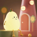 GobekUsa USB Rechargeable Night Light Pear Silicone Night Lights Touch Sensor Bedroom Bedside Cat Lamp With Remote For Kids Baby Gifts
