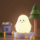 GobekUsa USB Rechargeable Night Light Pear Silicone Night Lights Touch Sensor Bedroom Bedside Cat Lamp With Remote For Kids Baby Gifts