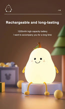 GobekUsa USB Rechargeable Night Light Pear Silicone Night Lights Touch Sensor Bedroom Bedside Cat Lamp With Remote For Kids Baby Gifts