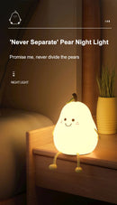 GobekUsa USB Rechargeable Night Light Pear Silicone Night Lights Touch Sensor Bedroom Bedside Cat Lamp With Remote For Kids Baby Gifts