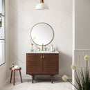 James Martin Amberly 36" Dual Mount Single Bathroom Vanity, Mid-Century Walnut