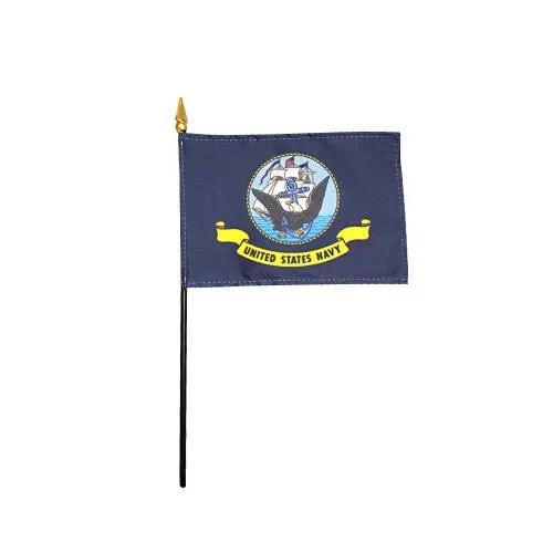 Navy Stick Flag 4"x6" | Made in USA