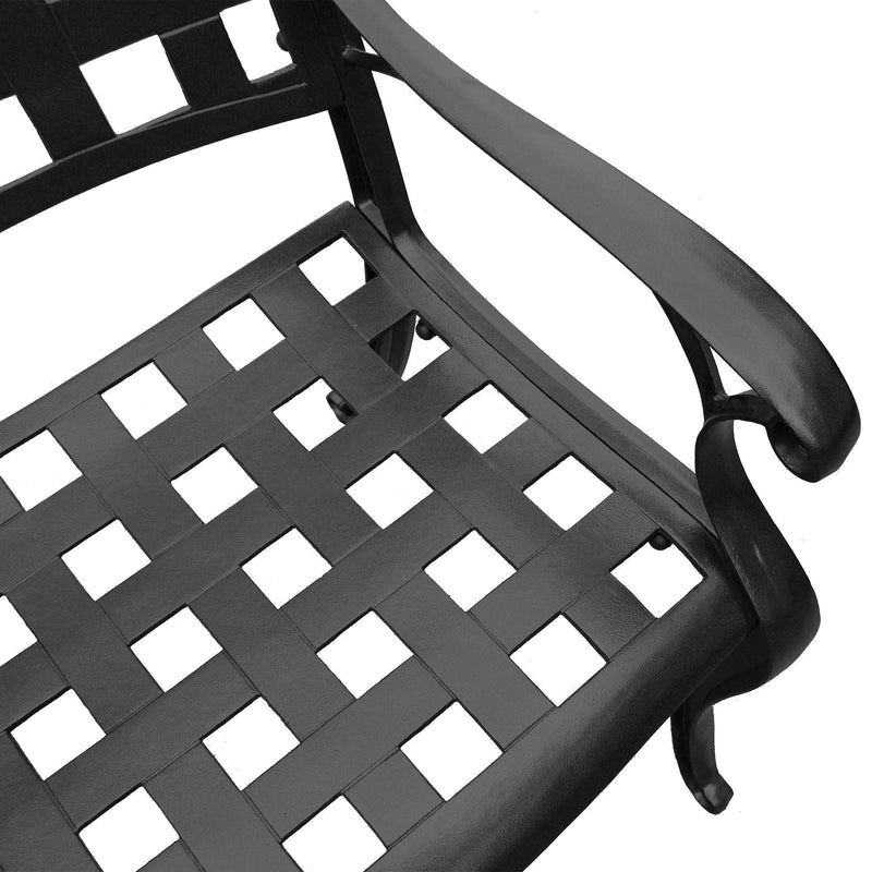 Outdoor Aluminum 5pc Square Black Patio Dining Set with Four Chairs