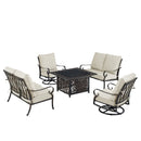 Black Aluminum Fire Table Set with Two Loveseats and Two Club Chairs