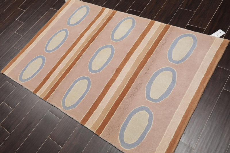 3'6" x 5'6" Handmade 100% Wool Oriental Area Rug Contemporary Pink