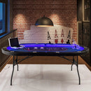 Foldable 10-Player Poker Table with LED Lights and USB Ports Ideal for Texas Casino by LJGDeals