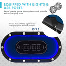 Foldable 10-Player Poker Table with LED Lights and USB Ports Ideal for Texas Casino by LJGDeals