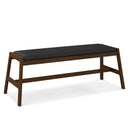 50 Inch Long Solid Wood Dining Bench Upholstered Table Bench with Faux Leather Padded Seat-Walnut by LJGDeals