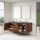 James Martin Amberly 72" Dual Mount Double Bathroom Vanity, Mid-Century Walnut