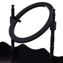 Wooden Vanity Makeup Set with Cushioned Stool and Oval Rotating Mirror by LJGDeals
