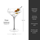 Seneca Diamond Crystal Martini Glasses Set of 2 by Viski