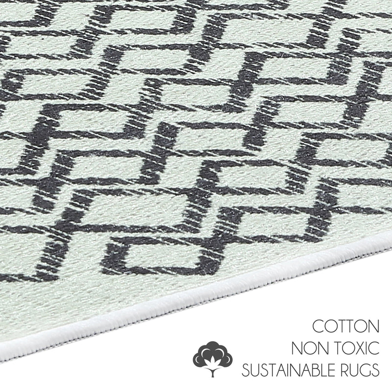 Geometric Daimond Design 3 Piece Bathroom Rugs Set | Ivory