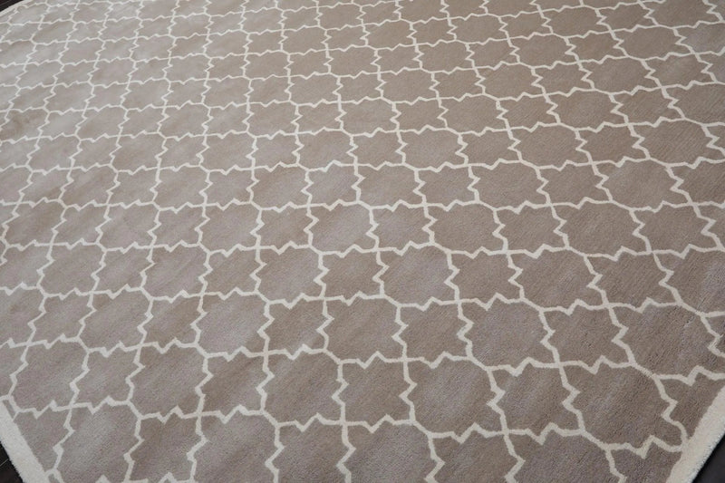 9' x 12' Handmade 100% Wool Oriental Area rug Contemporary Taupe