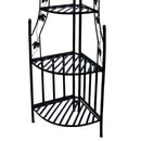 4-Tier Steel Corner Shelf Black Plant Stand