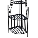 4-Tier Steel Corner Shelf Black Plant Stand