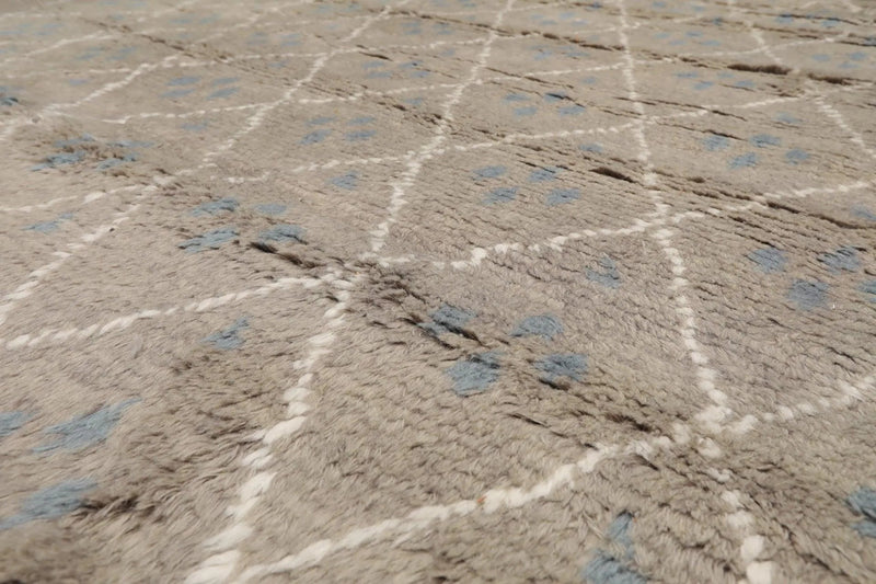 9' x 12' Hand Knotted Thick Pile Moroccan Wool Oriental Area Rug Gray Ivory