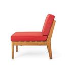 Grenada 8 Seater Acacia Wood Sectional Sofa Set, Teak + Red by HouseOfZazla