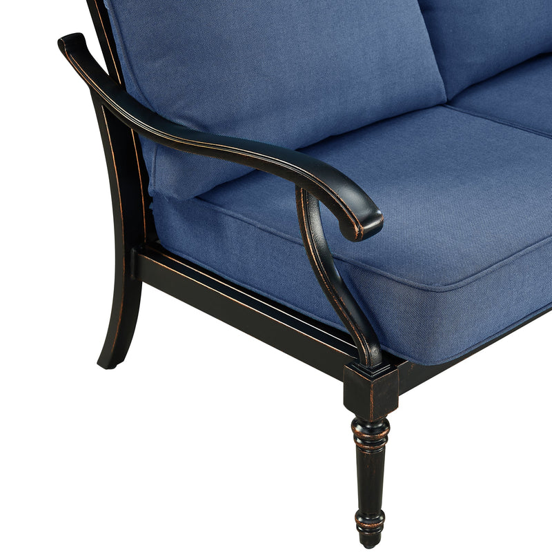 Black Aluminum Deep Seating Loveseat with Cushions