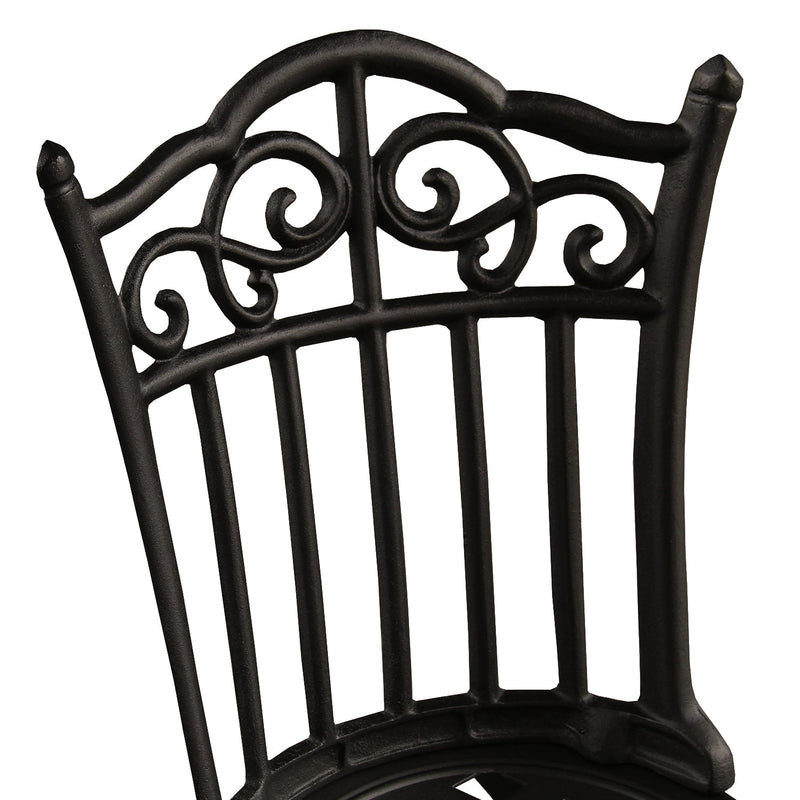 Black Ornate Outdoor Patio Garden Aluminum 3 Piece Bistro Set