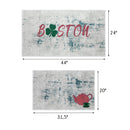 US States Boston Design Non Skid Washable Kitchen Runner Rugs Set of 2| 44 x 24 and 31.5 x 20 Inches Floor Mats |Green