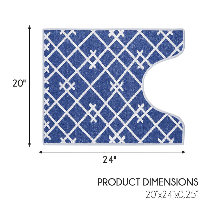 Geometric Design U Shape Bathroom Rug | 20”x24" | Navy