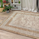 Alfa Rich Beige Cream Washable Area Rugs for Living Room Bedroom Kitchen Dining Cotton Rug