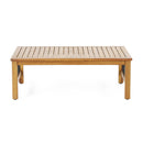 Outdoor Acacia Wood and Iron Loveseat and Coffee Table Set with Cushions, Teak