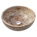 Valencia Beige Travertine Vessel Sink Polished 16 Inch Round Bathroom Basin