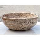 Valencia Beige Travertine Vessel Sink Polished 16 Inch Round Bathroom Basin