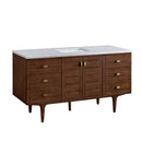 James Martin Amberly 60" Dual Mount Single Bathroom Vanity, Mid-Century Walnut