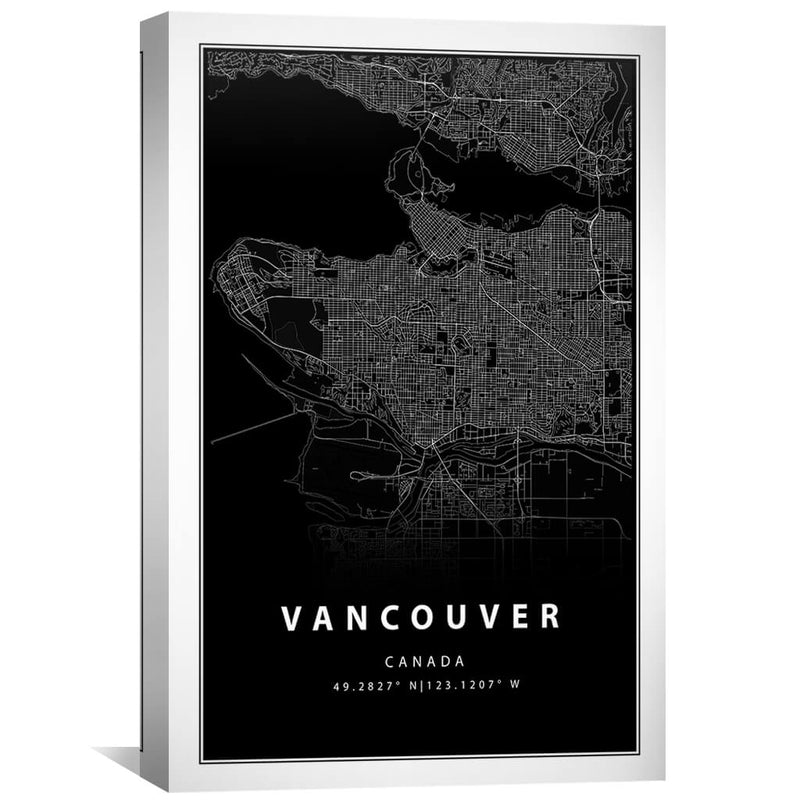 Vancouver Black Map Canvas