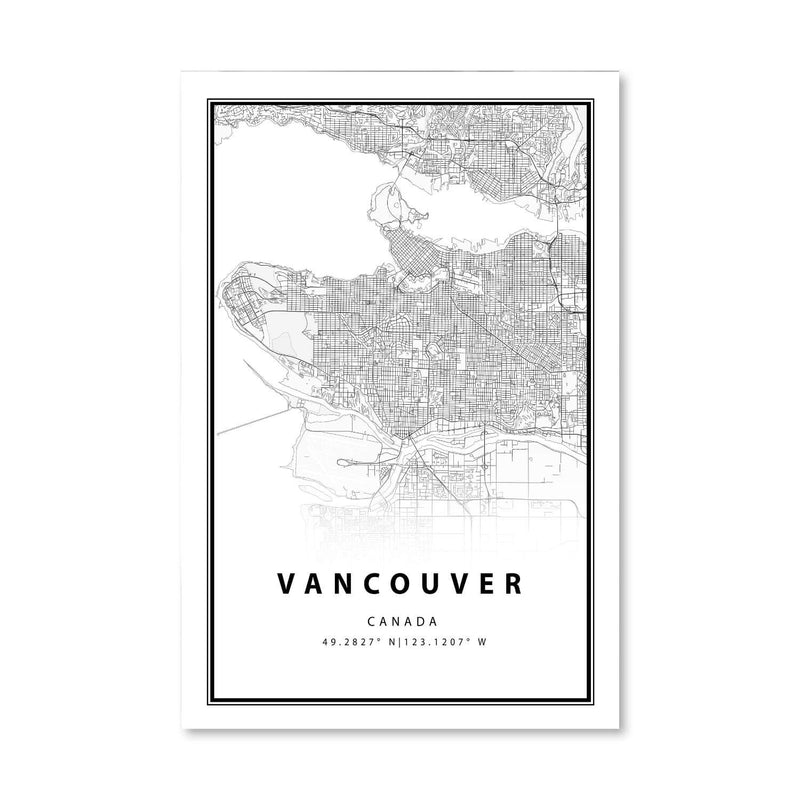 Vancouver White Map Canvas