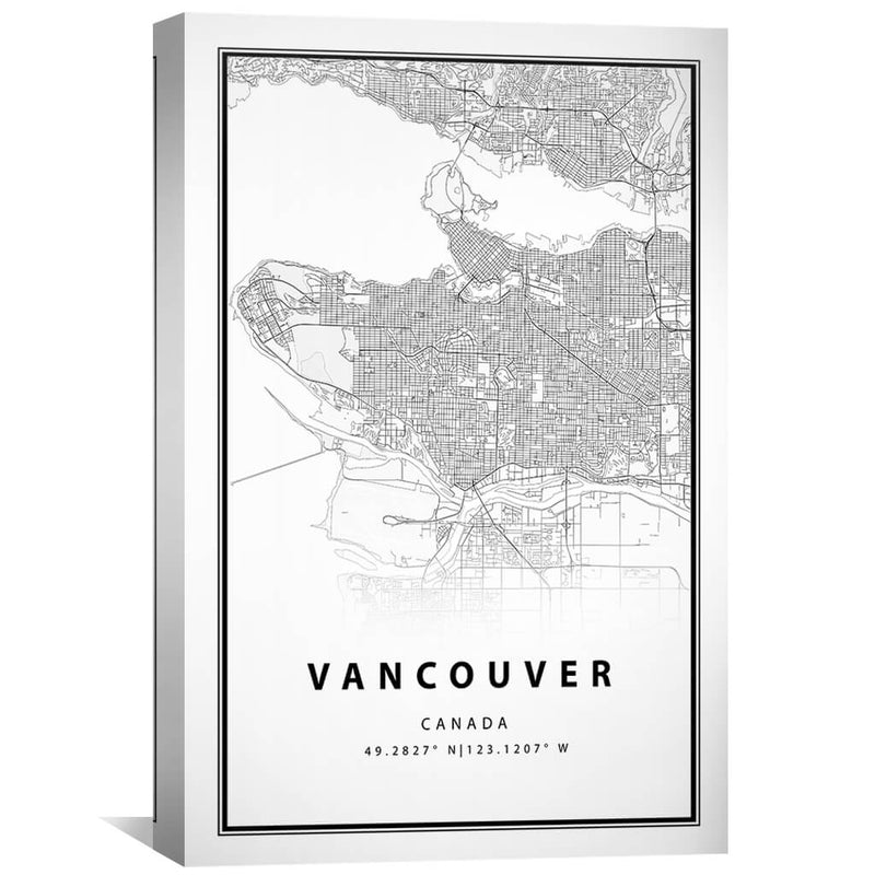 Vancouver White Map Canvas