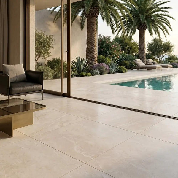 Vanilla Shadow Leather Marble Pavers 24x24, photo 2 of 2