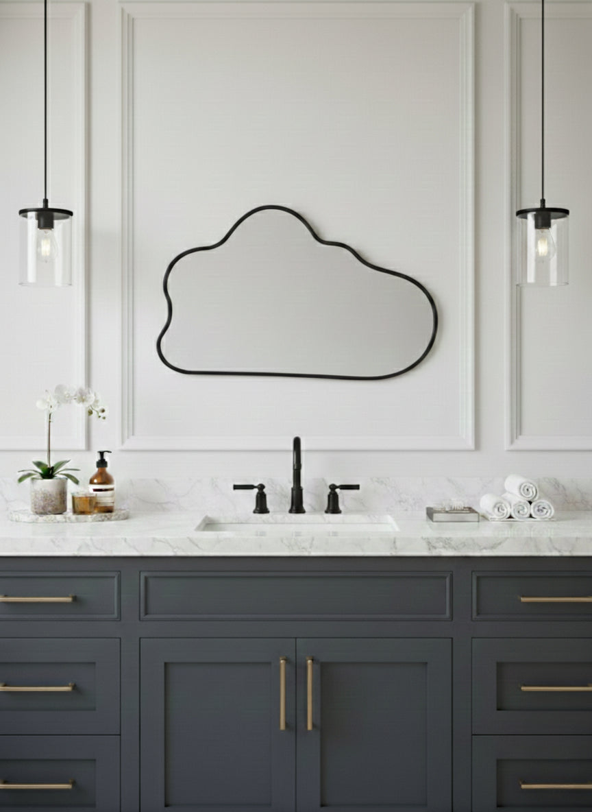 Black Frame Brass Mirror -  Cloud Wall Mirrors, photo 2 of 14
