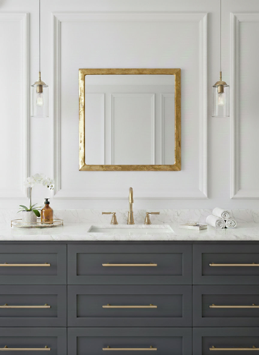 Gold Square Mirror - Unlacquered Brass Mirror, photo 2 of 13