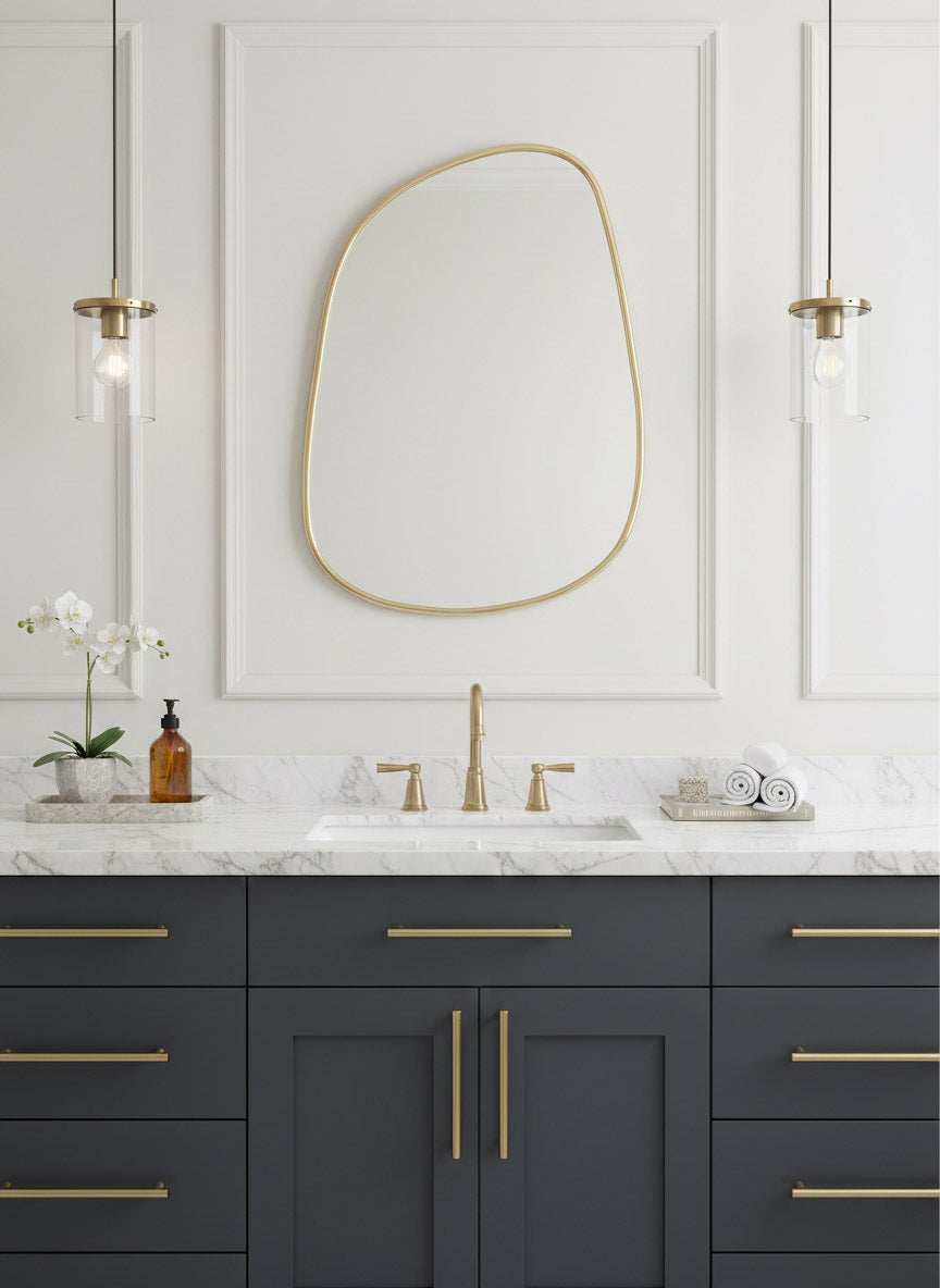 Asymmetrical Mirror - Irregular Brass Wall Mirror, photo 2 of 13