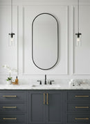 Black Frame Capsule Mirror - Brass Wall Mirror