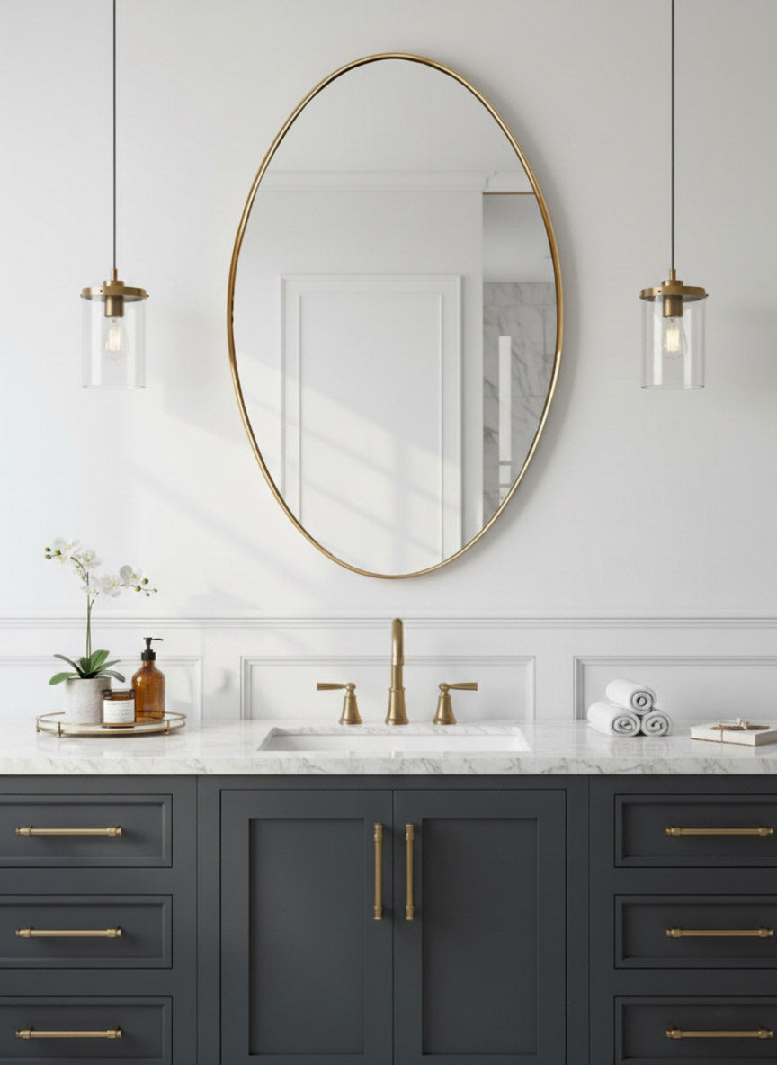Brass Oval Wall Mirror - Handmade Gold Brass Frame Mirror, photo 2 of 10